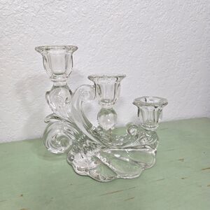 Cambridge Clear Glass 3 Tier Taper Candle Holder Candelabra